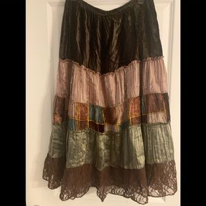 Rag skirt velvet with fabric patterns